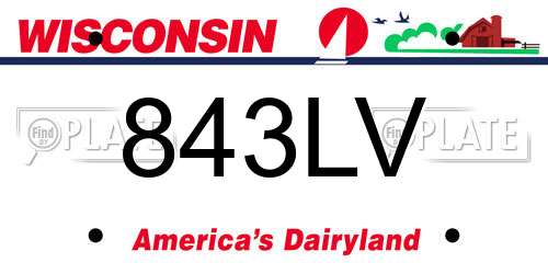 843LV Wisconsin License Plate