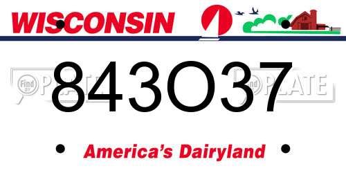 843O37 Wisconsin License Plate