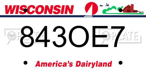 843OE7 Wisconsin License Plate
