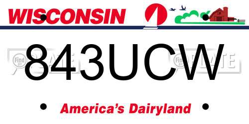 843UCW Wisconsin License Plate