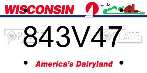 843V47 Wisconsin License Plate