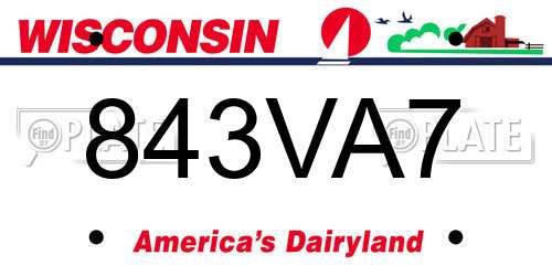 843VA7 Wisconsin License Plate