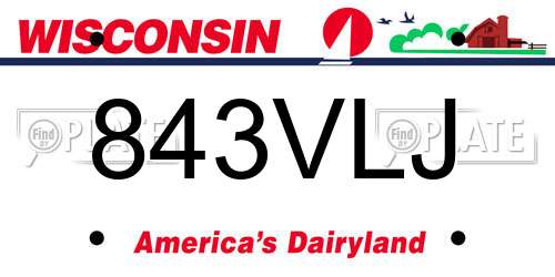 843VLJ Wisconsin License Plate