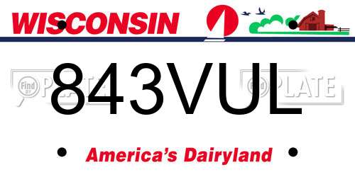 843VUL Wisconsin License Plate
