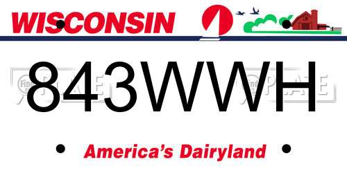 843WWH Wisconsin License Plate
