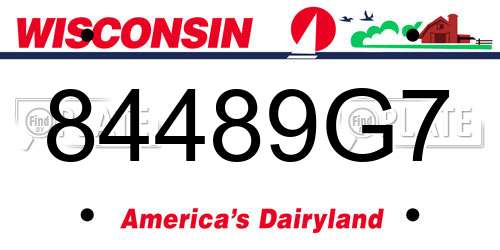84489G7 Wisconsin License Plate