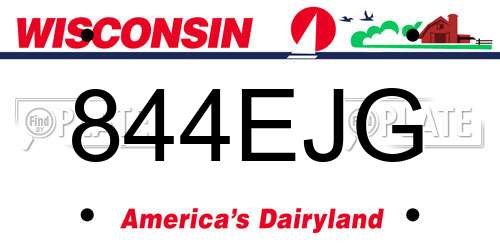 844EJG Wisconsin License Plate