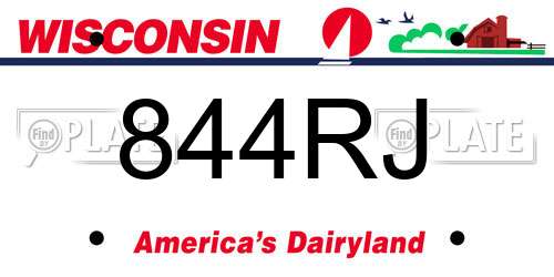 844RJ Wisconsin License Plate