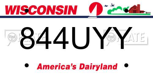 844UYY Wisconsin License Plate