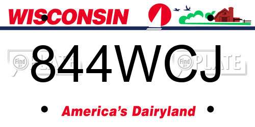 844WCJ Wisconsin License Plate