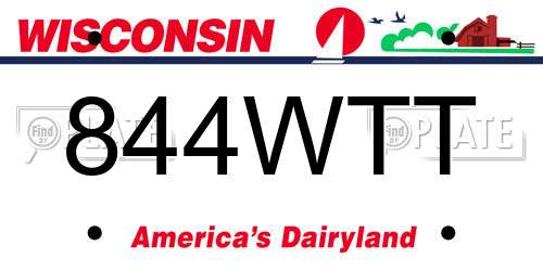 844WTT Wisconsin License Plate