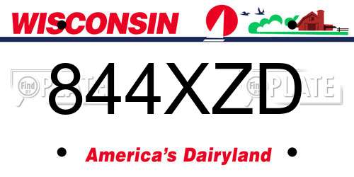 844XZD Wisconsin License Plate