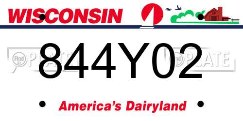 844Y02 Wisconsin License Plate