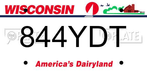 844YDT Wisconsin License Plate