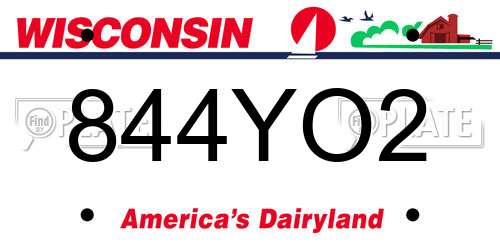 844YO2 Wisconsin License Plate