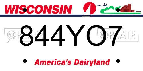 844YO7 Wisconsin License Plate