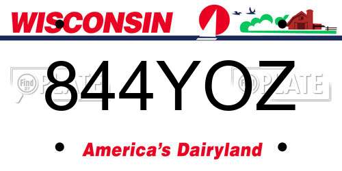 844YOZ Wisconsin License Plate