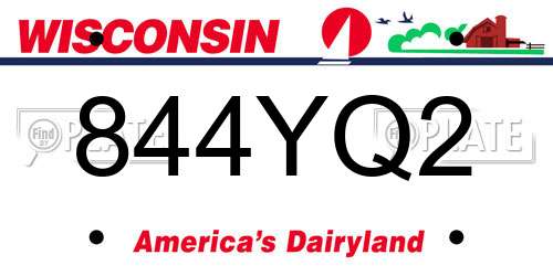 844YQ2 Wisconsin License Plate