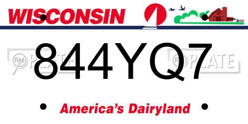 844YQ7 Wisconsin License Plate