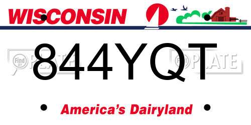 844YQT Wisconsin License Plate