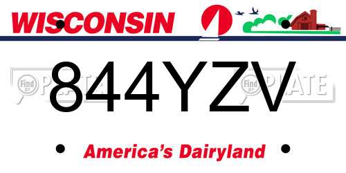 844YZV Wisconsin License Plate