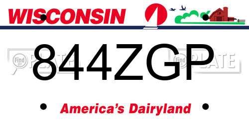 844ZGP Wisconsin License Plate