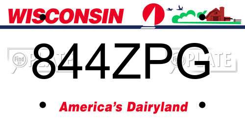 844ZPG Wisconsin License Plate