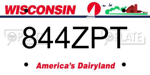 844ZPT Wisconsin License Plate