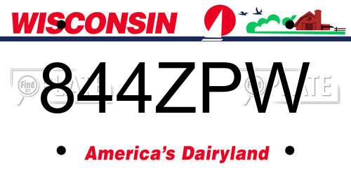 844ZPW Wisconsin License Plate
