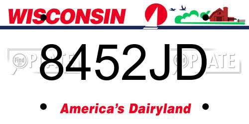 8452JD Wisconsin License Plate