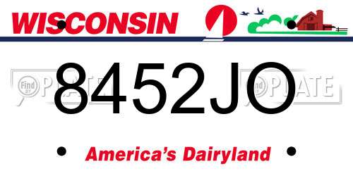 8452JO Wisconsin License Plate