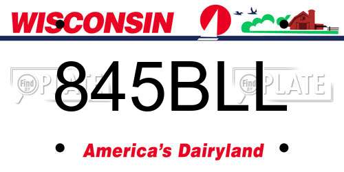 845BLL Wisconsin License Plate