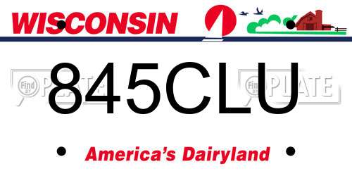 845CLU Wisconsin License Plate