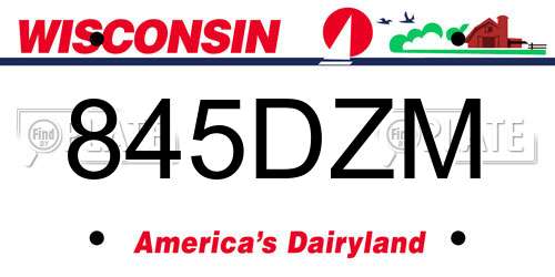 845DZM Wisconsin License Plate