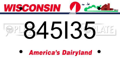 845I35 Wisconsin License Plate