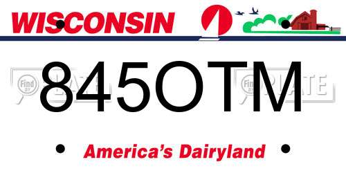 845OTM Wisconsin License Plate