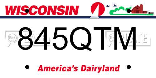 845QTM Wisconsin License Plate