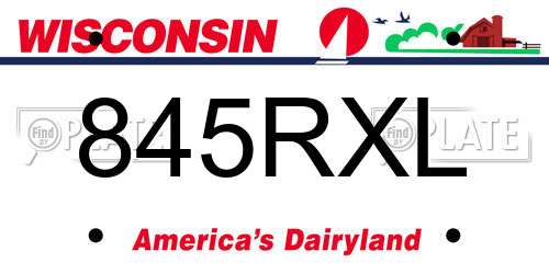 845RXL Wisconsin License Plate