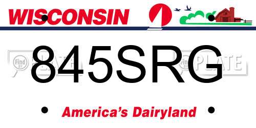 845SRG Wisconsin License Plate