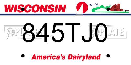 845TJ0 Wisconsin License Plate