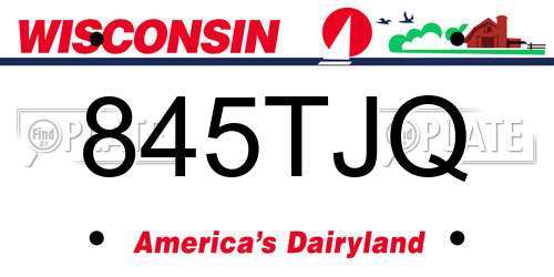 845TJQ Wisconsin License Plate
