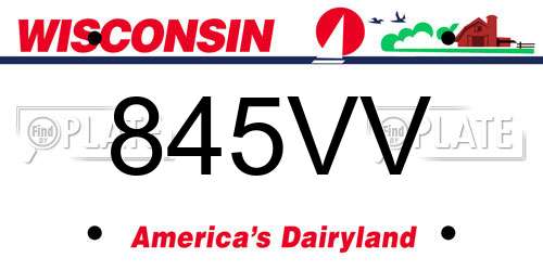845VV Wisconsin License Plate