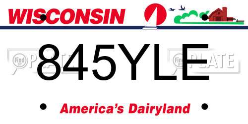845YLE Wisconsin License Plate