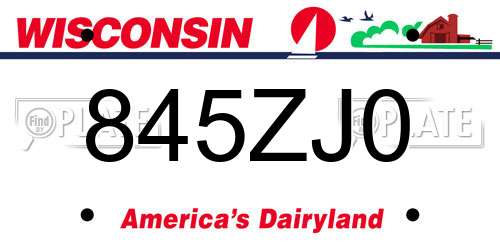 845ZJ0 Wisconsin License Plate