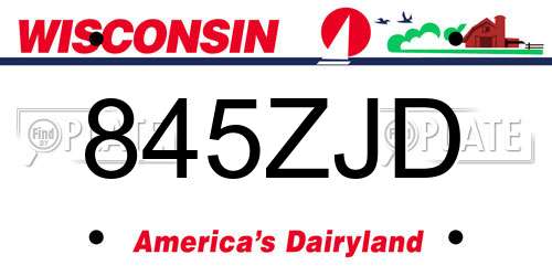 845ZJD Wisconsin License Plate