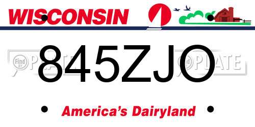845ZJO Wisconsin License Plate