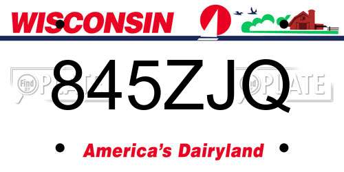 845ZJQ Wisconsin License Plate