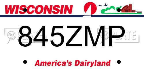 845ZMP Wisconsin License Plate