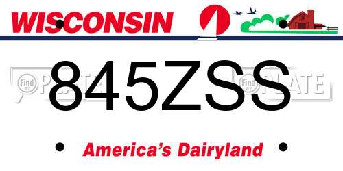 845ZSS Wisconsin License Plate