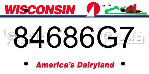 84686G7 Wisconsin License Plate